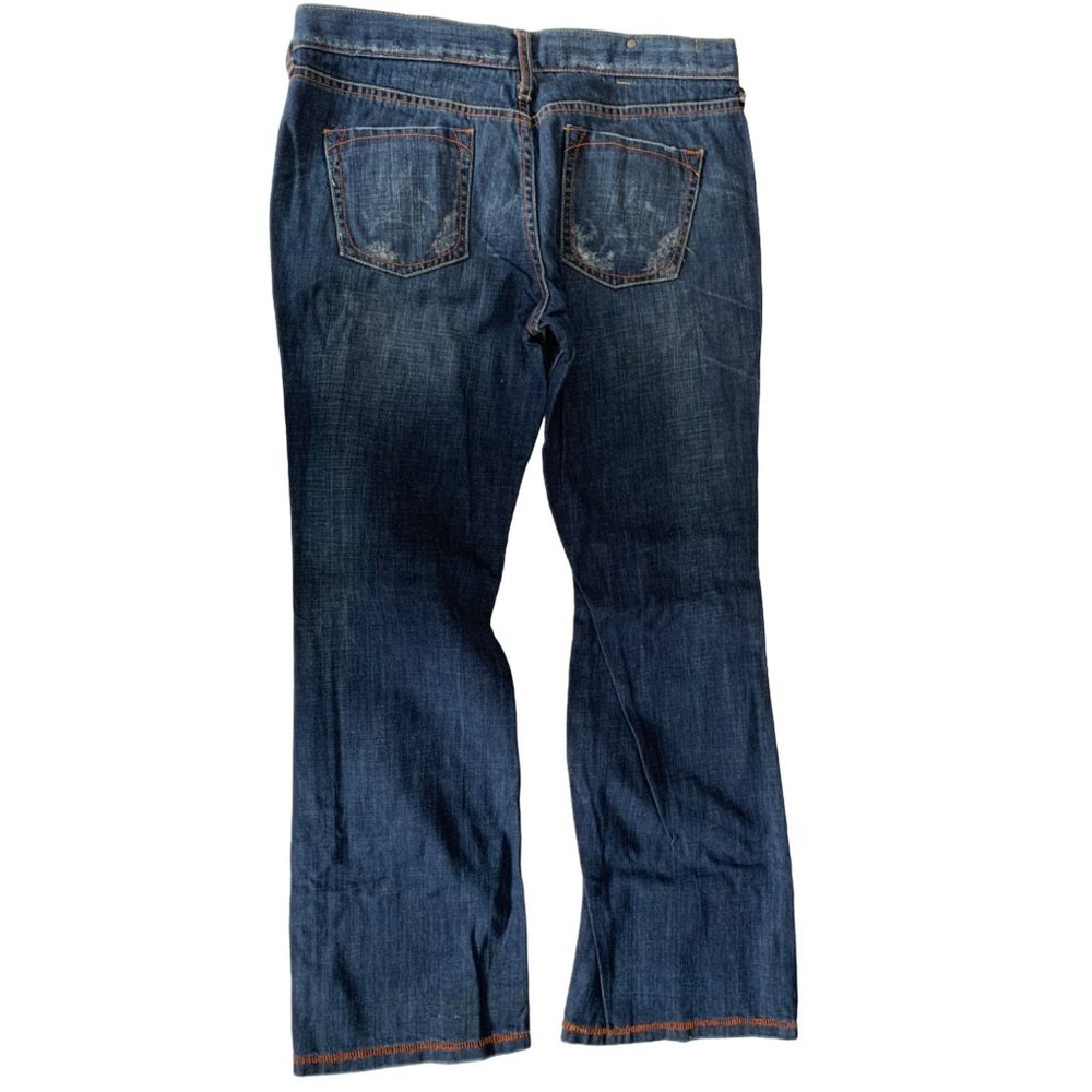 Mossimo Supply Juniors Size 13 Jeans Premium Bootcut Distressed Orange Thick Sti